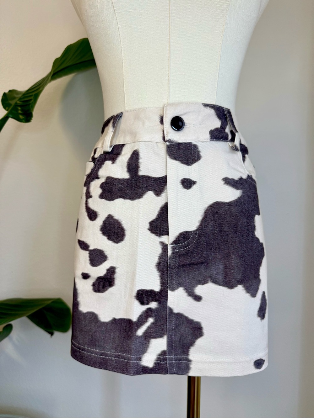 Cow Print Mini Skirt - Black & White